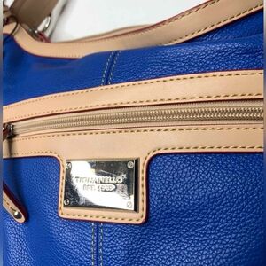 Blue Tan Pebble Soft Leather  Shoulder Bag